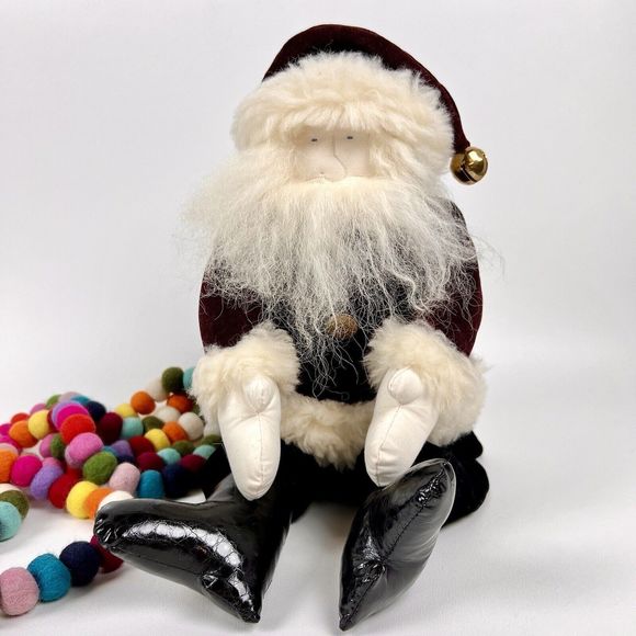 Woof & Poof Other - Woof & Poof 24" Plush Santa 2011 Shelf Sitter Velvet Pants Real Fur Collectible